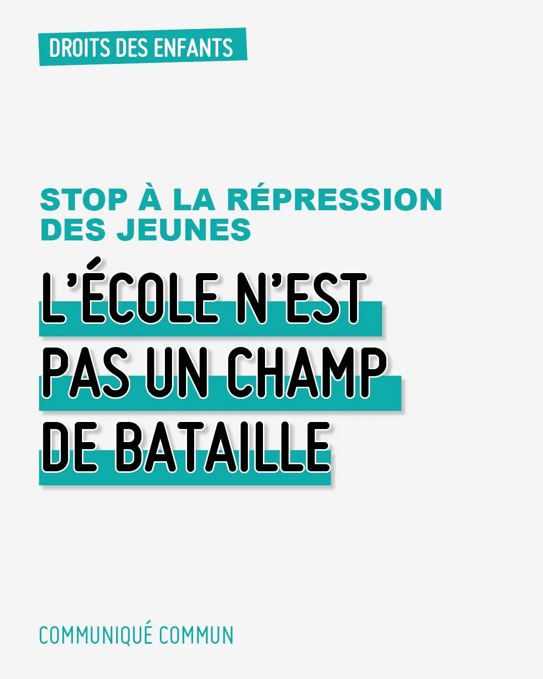 Bannière de l’événement : Stop à la répression des jeunes : l’école n’est pas un champ de bataille !